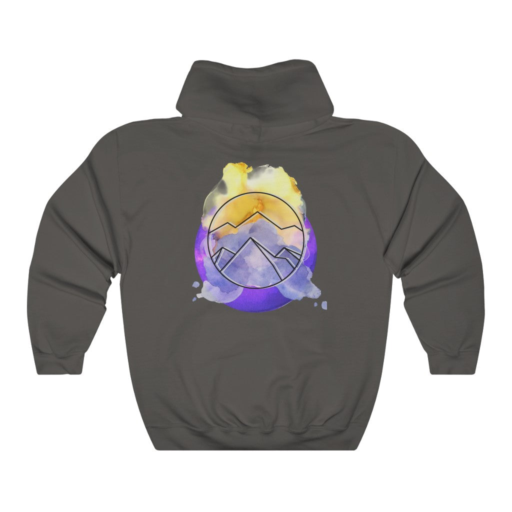 Unisex Heavy Blend™ Hooded Sweatshirt Mountains Watercolor Sky