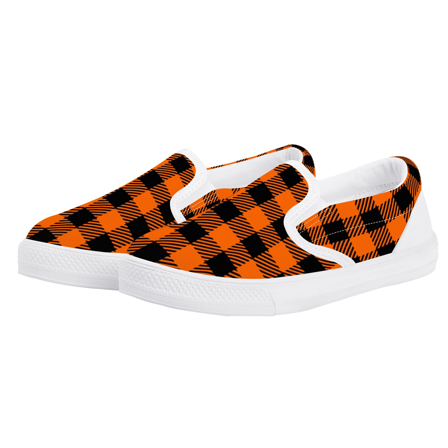 Orange and Black Gingham SlipOn Shoes Youth