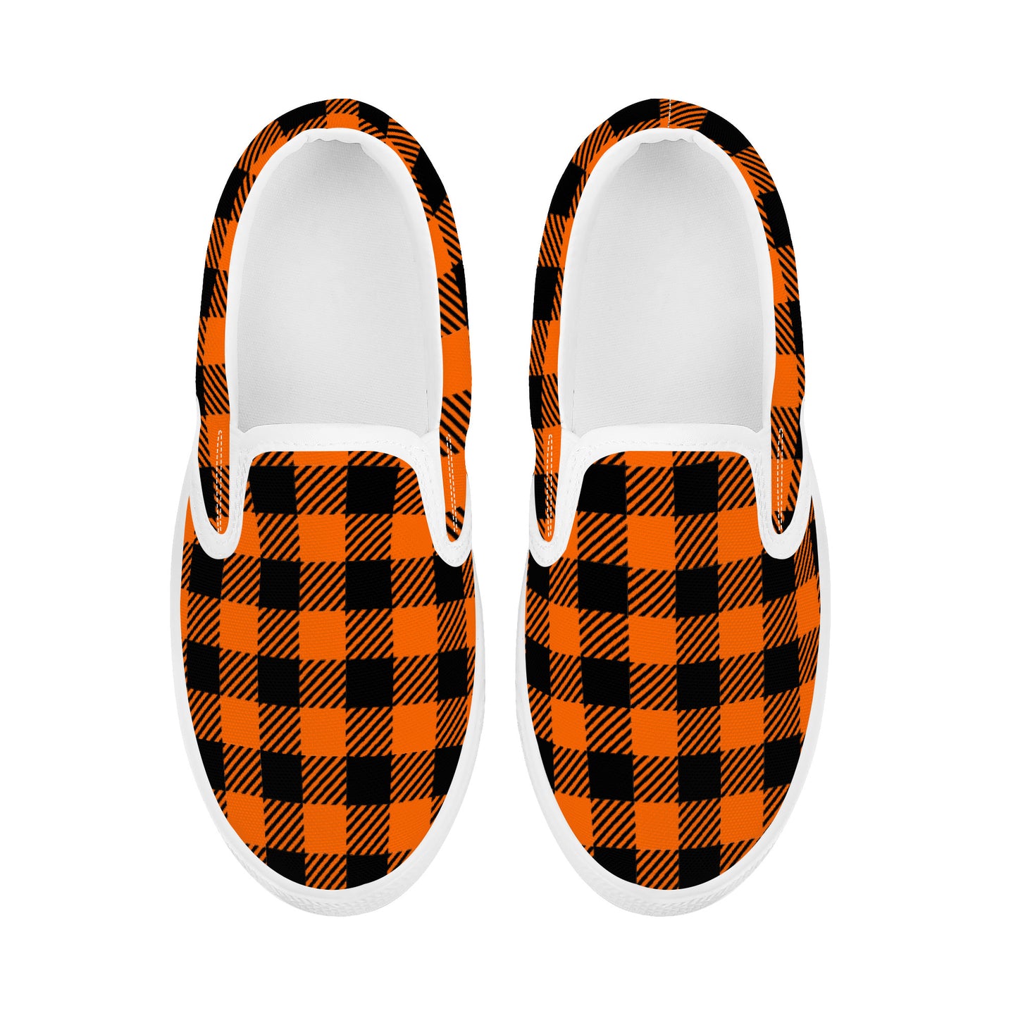 Orange and Black Gingham SlipOn Shoes Youth