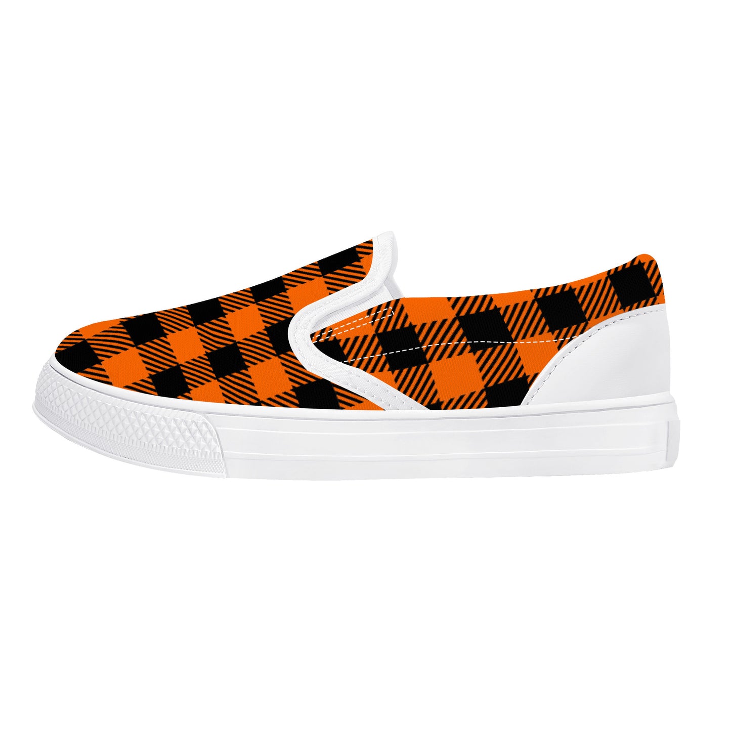 Orange and Black Gingham SlipOn Shoes Youth