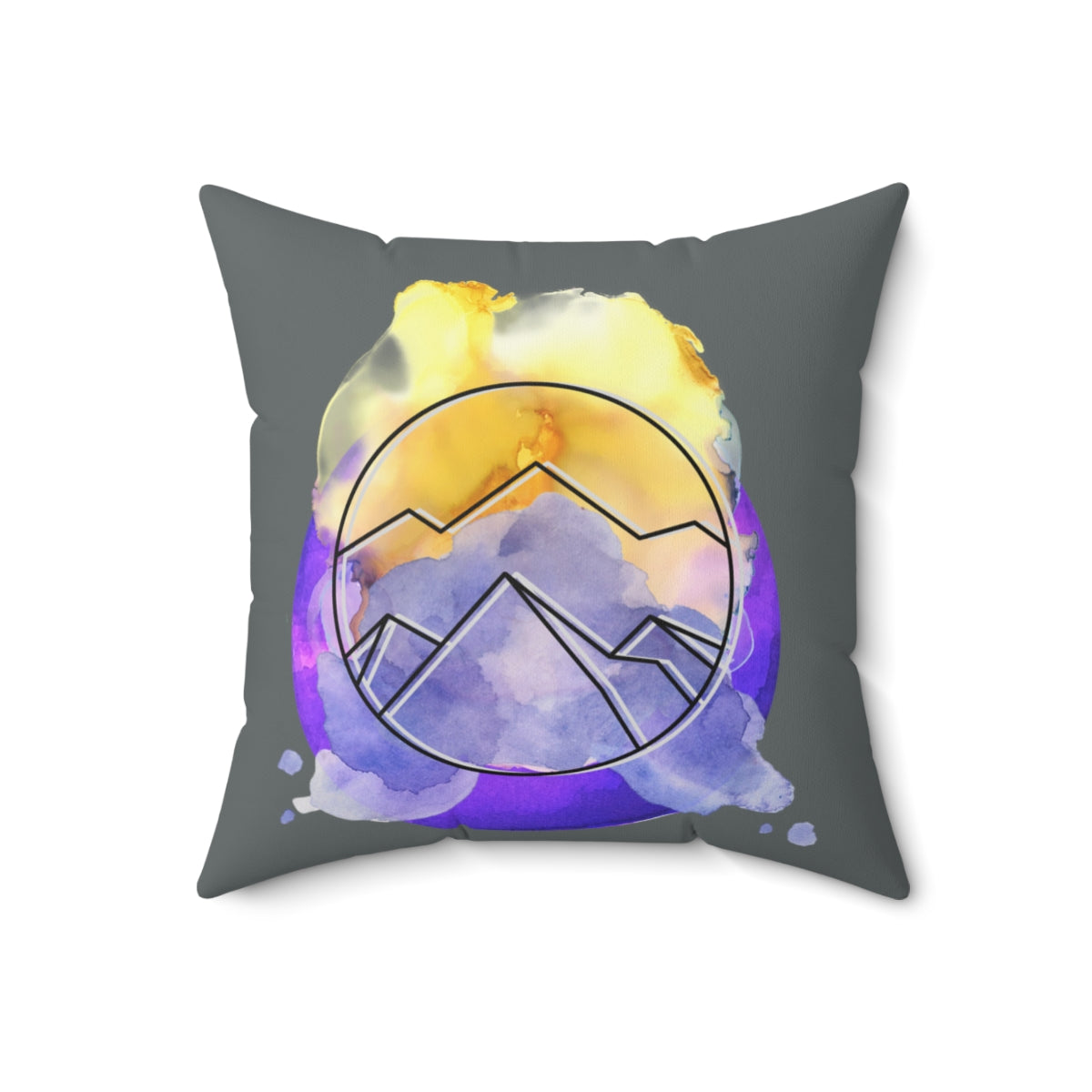 Spun Polyester Square Pillow Watercolor Mountains