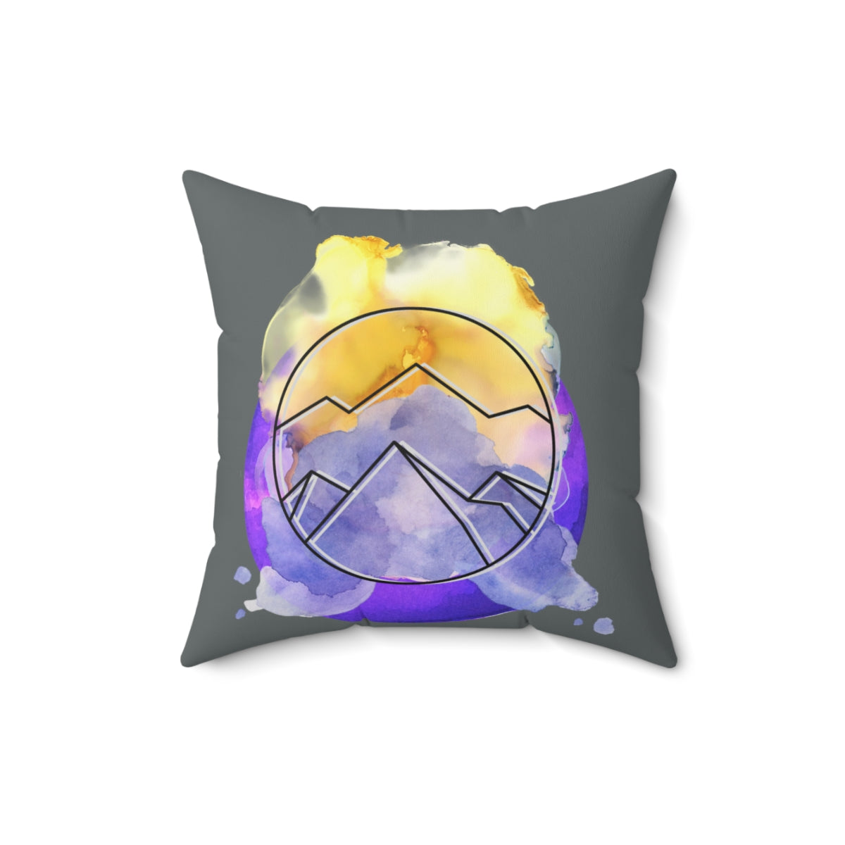 Spun Polyester Square Pillow Watercolor Mountains