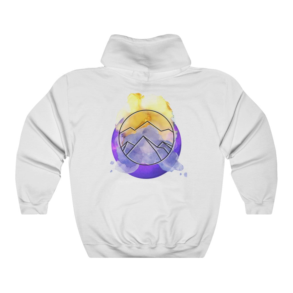 Unisex Heavy Blend™ Hooded Sweatshirt Mountains Watercolor Sky