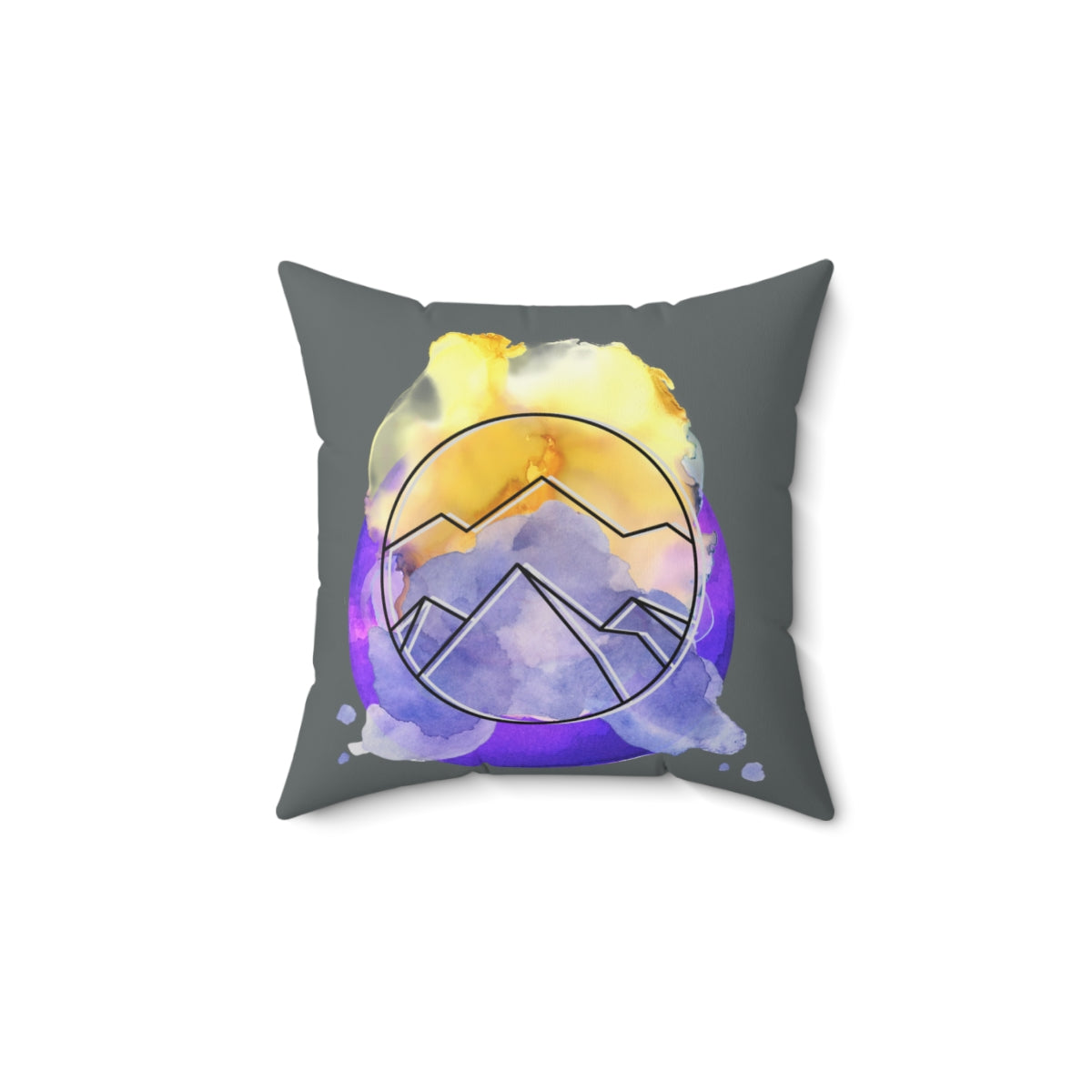 Spun Polyester Square Pillow Watercolor Mountains