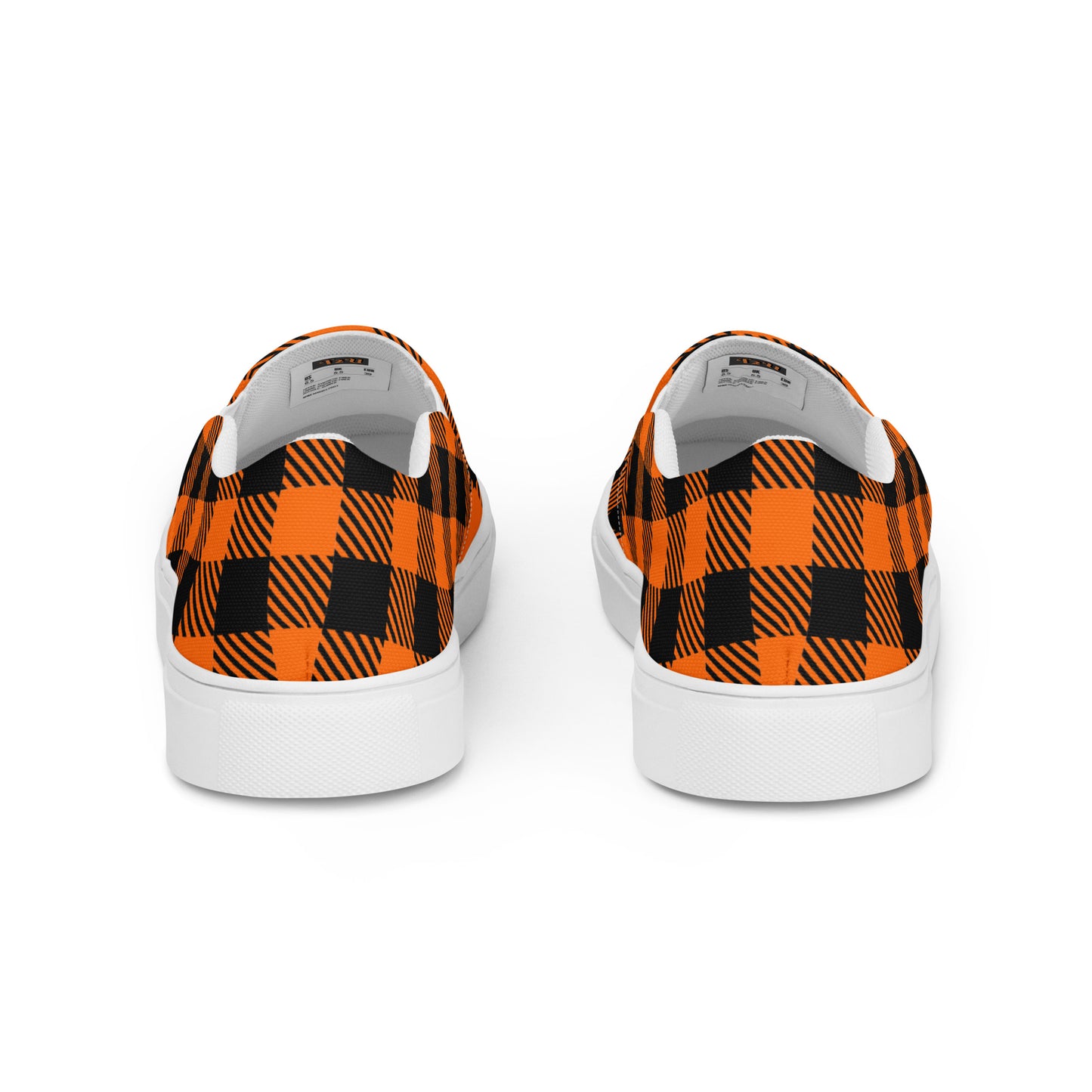 Orange and Black Gingham Women’s slip-on canvas shoes